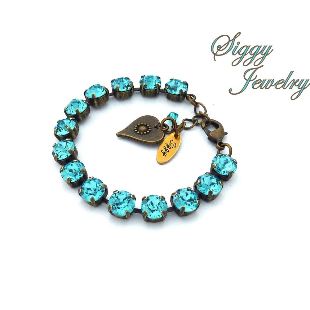 Swarovski 8mm Light Turquoise Tennis Bracelet - Picture 5 of 10